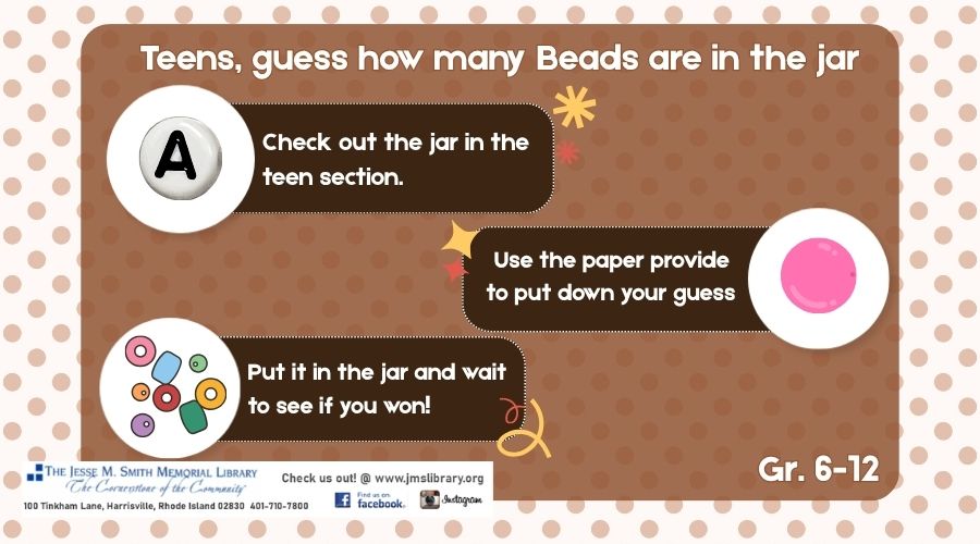 Teens, guess how many Tootsie Rolls are in the jar. Check out the jar in the reference section. Use the paper provide to put down your guess. Put it in the jar and wait to see if you won!